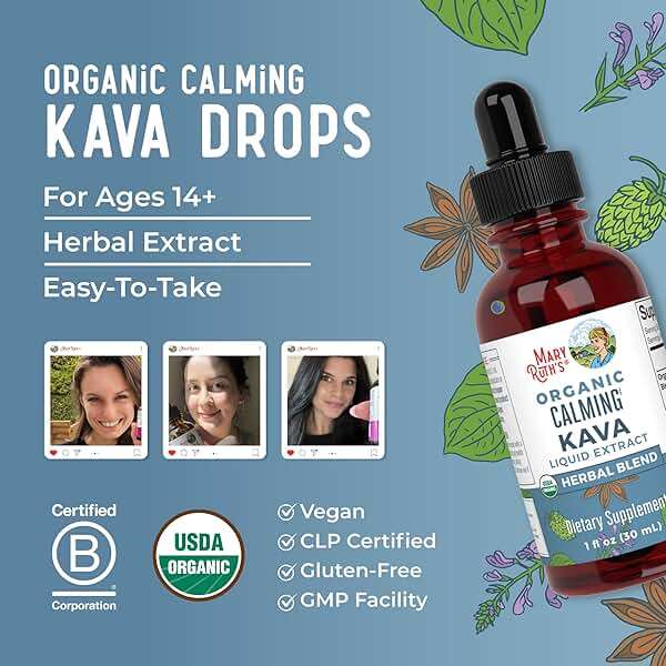 MaryRuth's Kava Root Liquid Extract for Calm & Relaxation | Nervine & Adaptogenic Herbal Blend | USDA Organic | Sugar Free | Gluten Free | Vegan | Non-GMO | Ages 14+ | 1 oz | 30 Day Supply - Image 8