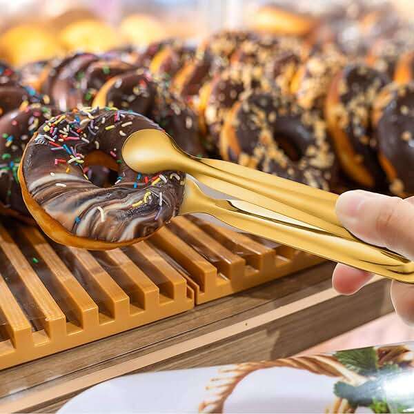 Gejoy 12 Pieces Mini Tongs Stainless Steel Small Sugar Serving Tongs for Charcuterie Board Appetizers Dessert Serving Food Tiny Party Danish Candy(6 Inch,Gold) - Image 2