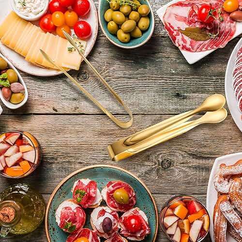 Gejoy 12 Pieces Mini Tongs Stainless Steel Small Sugar Serving Tongs for Charcuterie Board Appetizers Dessert Serving Food Tiny Party Danish Candy(6 Inch,Gold) - Image 5