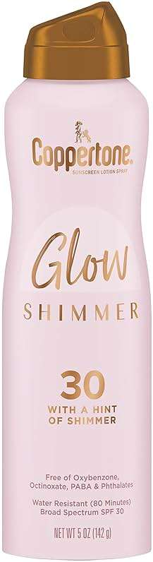 Coppertone Glow with Shimmer Sunscreen Spray SPF 30, Water Resistant Spray Sunscreen, Broad Spectrum SPF 30 Sunscreen Spray, 5 Oz Spray - Image 1