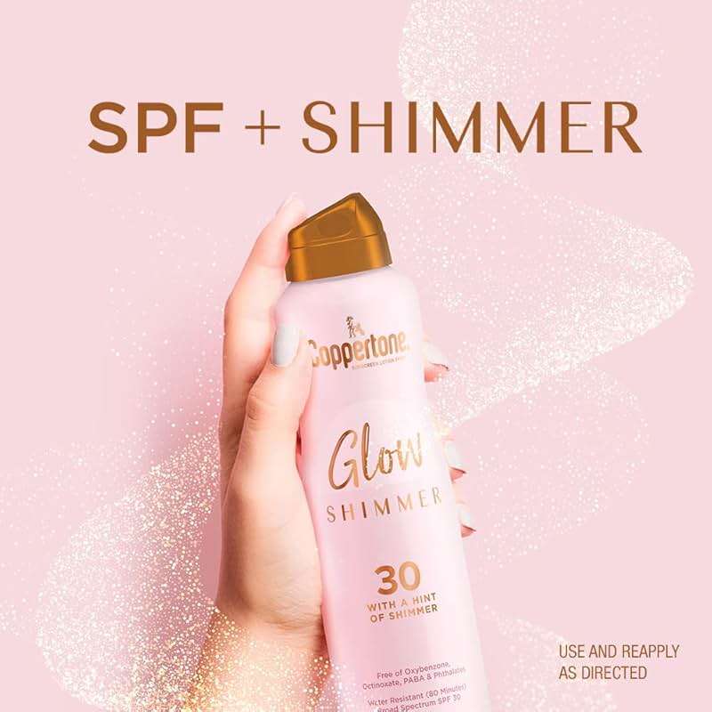 Coppertone Glow with Shimmer Sunscreen Spray SPF 30, Water Resistant Spray Sunscreen, Broad Spectrum SPF 30 Sunscreen Spray, 5 Oz Spray - Image 4