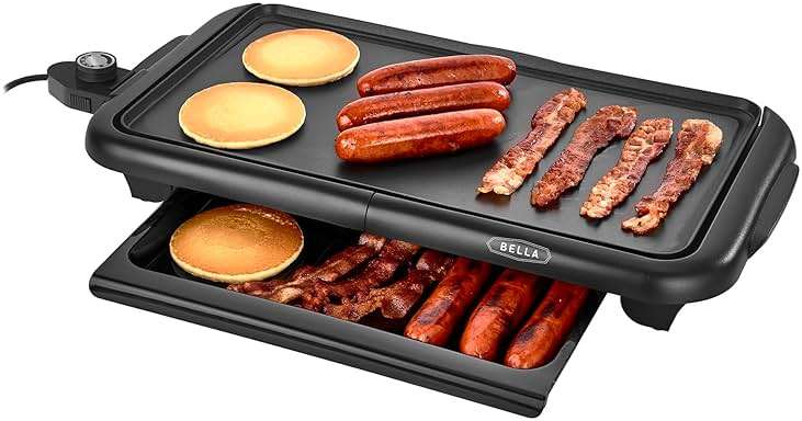 bella Electric Griddle with Warming Tray - Smokeless Indoor Grill, Nonstick Surface, Adjustable Temperature & Cool-touch Handles, 10" x 18", Copper/Black, PFOA & PTFE Free - Image 1