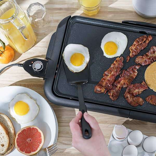 bella Electric Griddle with Warming Tray - Smokeless Indoor Grill, Nonstick Surface, Adjustable Temperature & Cool-touch Handles, 10" x 18", Copper/Black, PFOA & PTFE Free - Image 2
