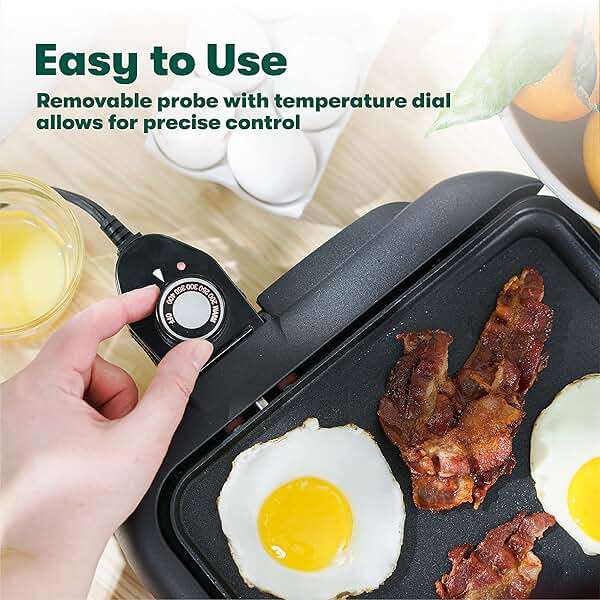 bella Electric Griddle with Warming Tray - Smokeless Indoor Grill, Nonstick Surface, Adjustable Temperature & Cool-touch Handles, 10" x 18", Copper/Black, PFOA & PTFE Free - Image 6