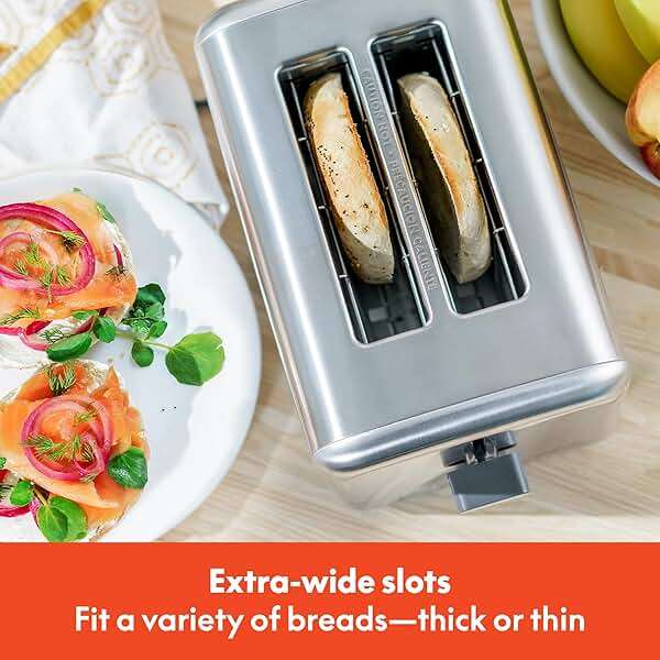 bella Stainless Steel 2 Slice Toaster with Extra Wide Slots & Removable Crumb Tray - 6 Browning Options, Auto Shut Off & Reheat Function - Toast Bread, Bagel & Waffle - Image 2