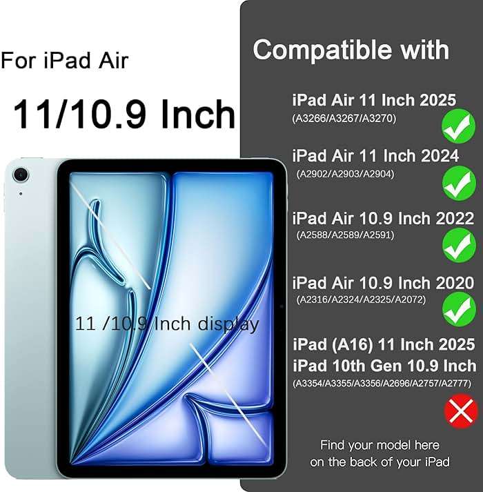 Akkerds Compatible with iPad Air 11 Inch Case 8th/7th/6th Generation (M4/M3/M2) 2026/2025/2024, for iPad Air 5th/4th Generation Case 10.9 Inch 2022/2020 with Pencil Holder[Auto Sleep/Wake], Sky Blue - Image 2
