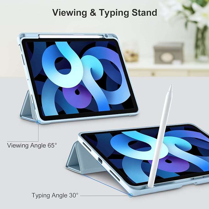 Akkerds Compatible with iPad Air 11 Inch Case 8th/7th/6th Generation (M4/M3/M2) 2026/2025/2024, for iPad Air 5th/4th Generation Case 10.9 Inch 2022/2020 with Pencil Holder[Auto Sleep/Wake], Sky Blue - Image 6