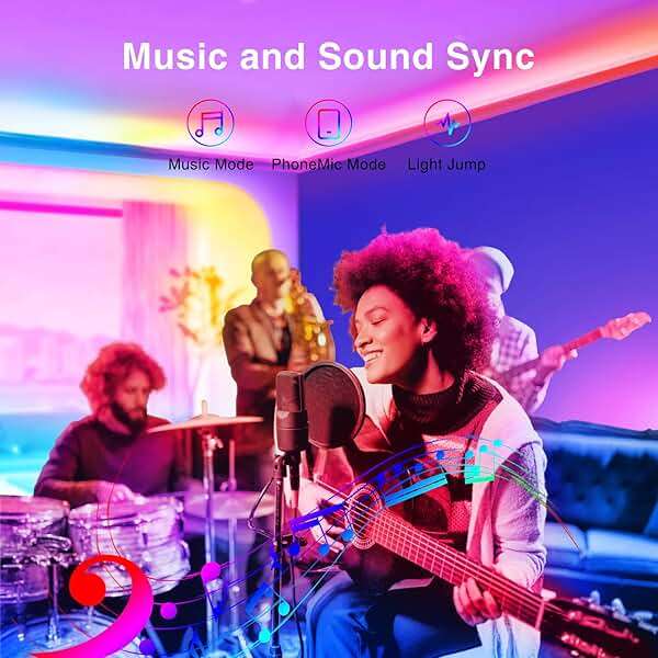 TJOY LED Lights for Bedroom 100ft, RGB Color Changing Led Strip Lighting with Remote and Smart APP Control, Music Sync Rope Lights via Bluetooth for Kitchen, TV, Room Decor - Image 4