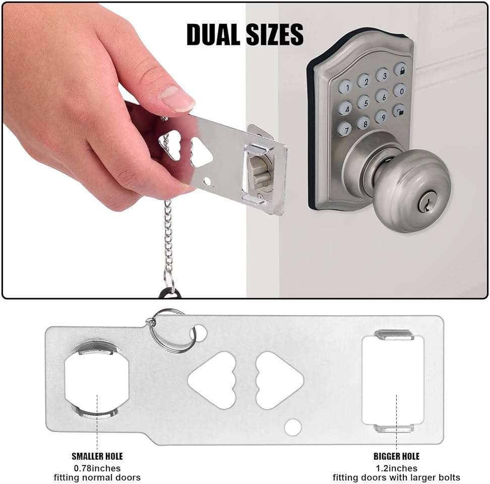 Portable Door Lock for Travel, Door Lock Self-Defense Security Device for Home, Apartment, Hotel, Living Motel, School Dorm, House for Open Inwards Door - Image 3