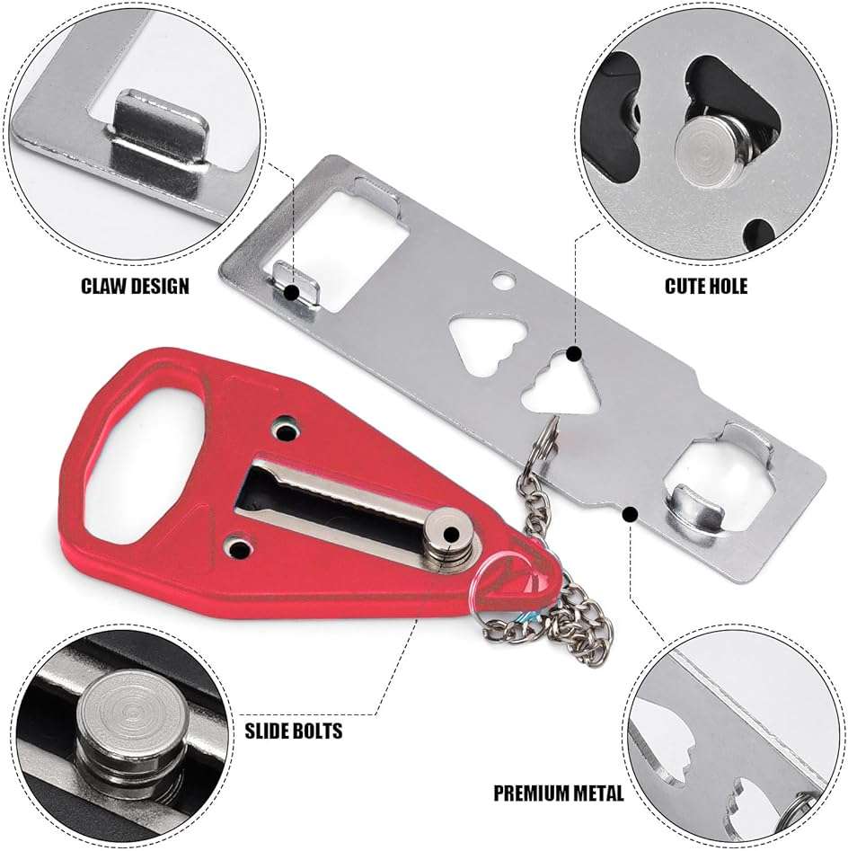 Portable Door Lock for Travel, Door Lock Self-Defense Security Device for Home, Apartment, Hotel, Living Motel, School Dorm, House for Open Inwards Door - Image 4