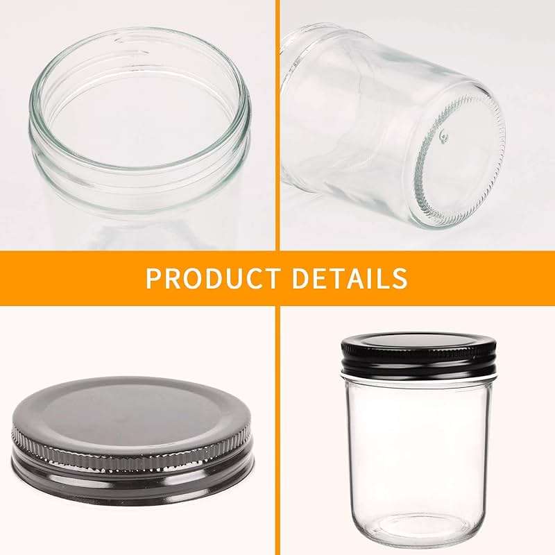 QAPPDA 6oz Glass Jars With Lids,Small Mason Jars Wide Mouth,Mini Canning Jars With Black Lids,Kitchen Storage Jars For Honey,Jam,Jelly,Baby Foods,Wedding Favor,Shower Favors,Spice Jars Set of 30 - Image 4