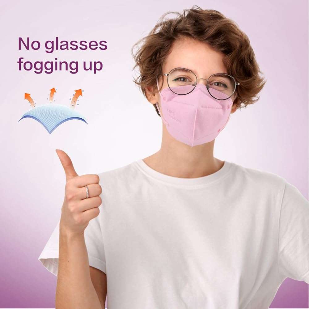 Miuphro Multiple Colour KN95 Face Mask 50 Pcs, 5 Layers Safety KN95 Masks, Disposable Masks Respirator for Outdoor(Pink,Blue,Red,Purlpe,Grey) - Image 4