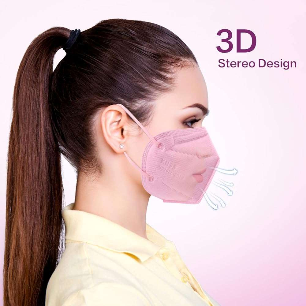 Miuphro Multiple Colour KN95 Face Mask 50 Pcs, 5 Layers Safety KN95 Masks, Disposable Masks Respirator for Outdoor(Pink,Blue,Red,Purlpe,Grey) - Image 5