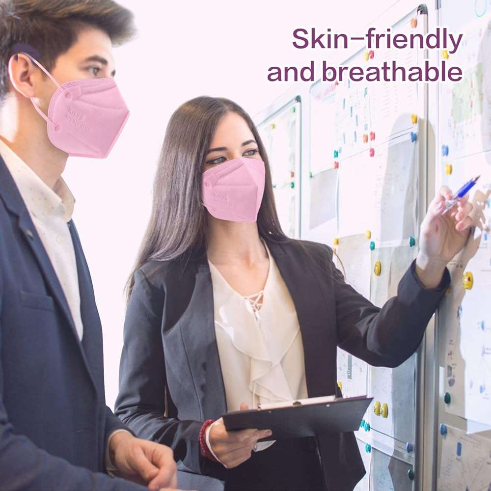 Miuphro Multiple Colour KN95 Face Mask 50 Pcs, 5 Layers Safety KN95 Masks, Disposable Masks Respirator for Outdoor(Pink,Blue,Red,Purlpe,Grey) - Image 7