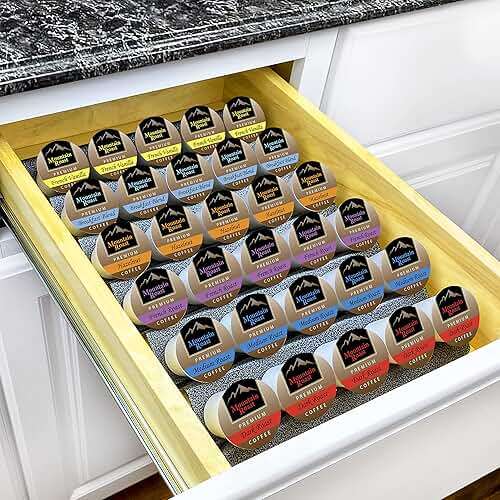 Lynk Professional® Coffee Pod Tray 6-Tier Heavy Gauge Steel Drawer Organizer for Kitchen Cabinets, compatible with Keurig K-Cup pods, Silver Metallic - Image 1