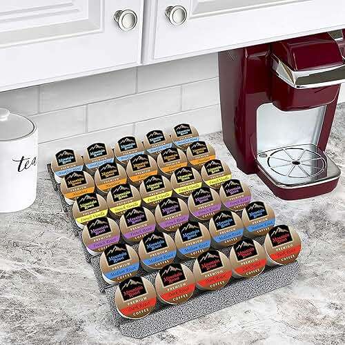 Lynk Professional® Coffee Pod Tray 6-Tier Heavy Gauge Steel Drawer Organizer for Kitchen Cabinets, compatible with Keurig K-Cup pods, Silver Metallic - Image 2