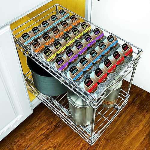 Lynk Professional® Coffee Pod Tray 6-Tier Heavy Gauge Steel Drawer Organizer for Kitchen Cabinets, compatible with Keurig K-Cup pods, Silver Metallic - Image 9