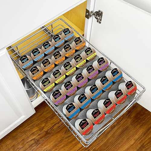 Lynk Professional® Coffee Pod Tray 6-Tier Heavy Gauge Steel Drawer Organizer for Kitchen Cabinets, compatible with Keurig K-Cup pods, Silver Metallic - Image 10