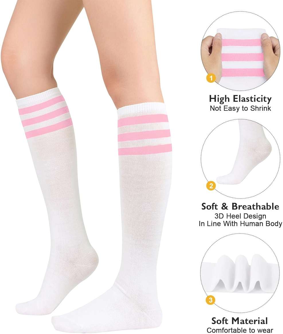 American Trends Womens Athletic Knee High Socks Outdoor Sport Thigh High Stockings Casual Stripes Tube Socks - Image 3
