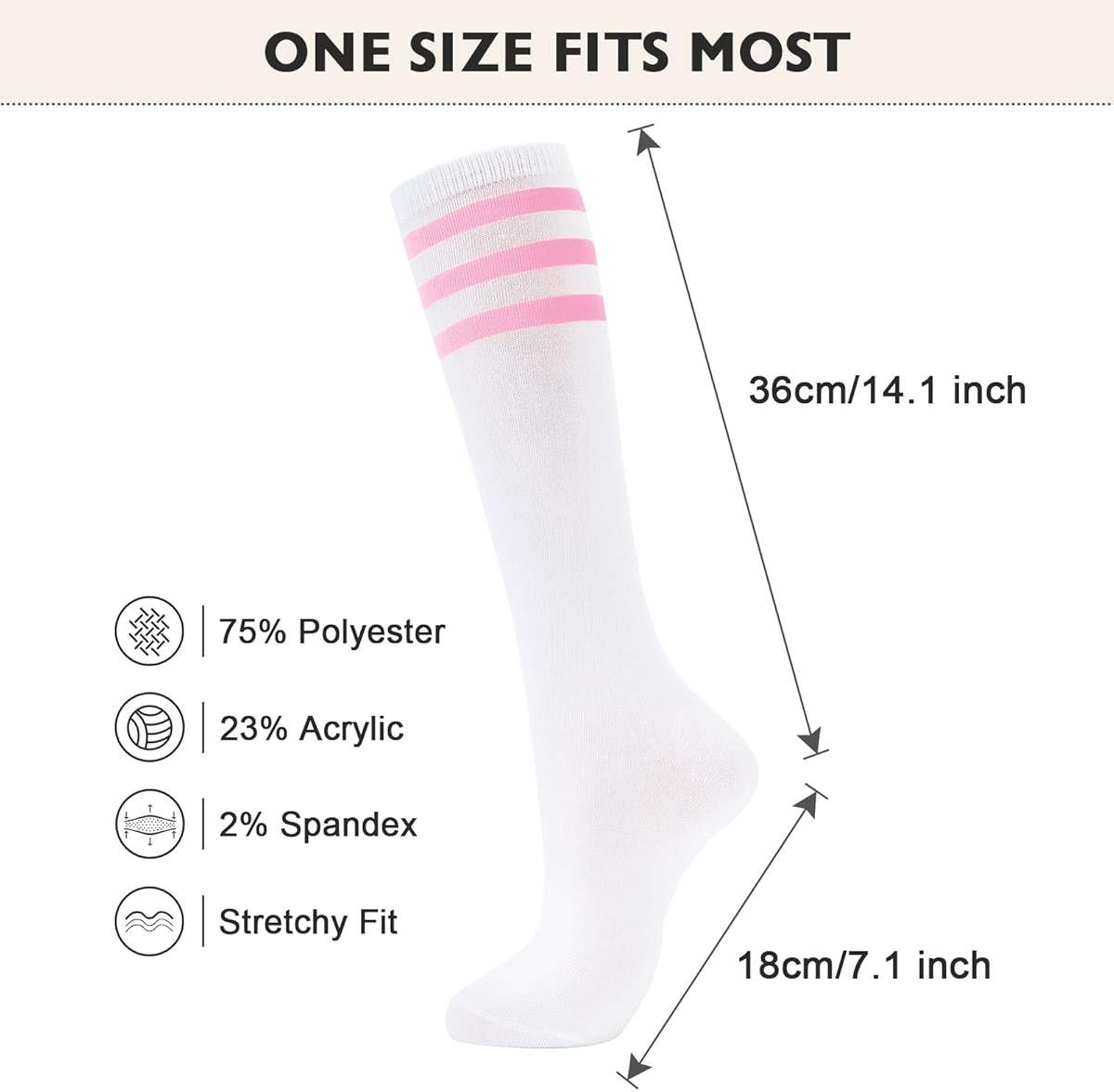 American Trends Womens Athletic Knee High Socks Outdoor Sport Thigh High Stockings Casual Stripes Tube Socks - Image 4