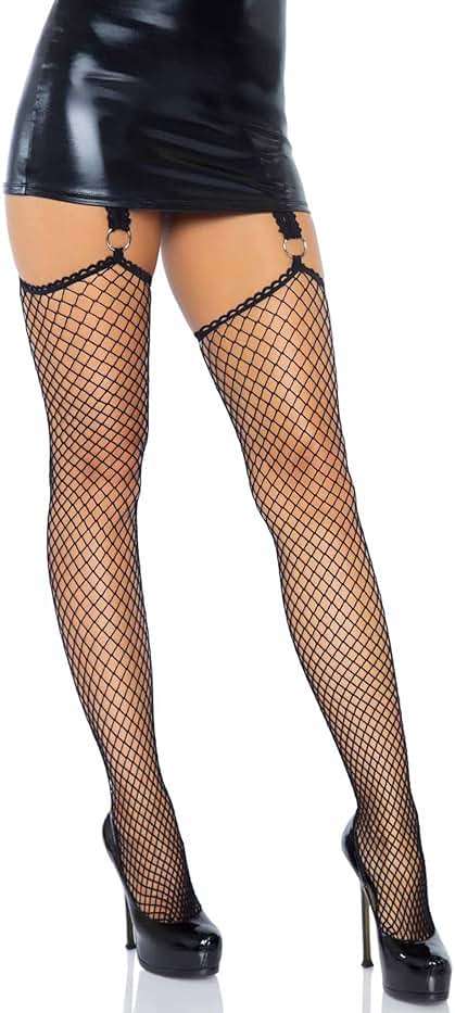 Leg Avenue Women's Fishnet Stockings With Attached Garter Belt - Image 3
