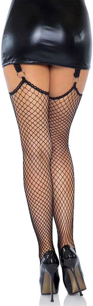 Leg Avenue Women's Fishnet Stockings With Attached Garter Belt - Image 4