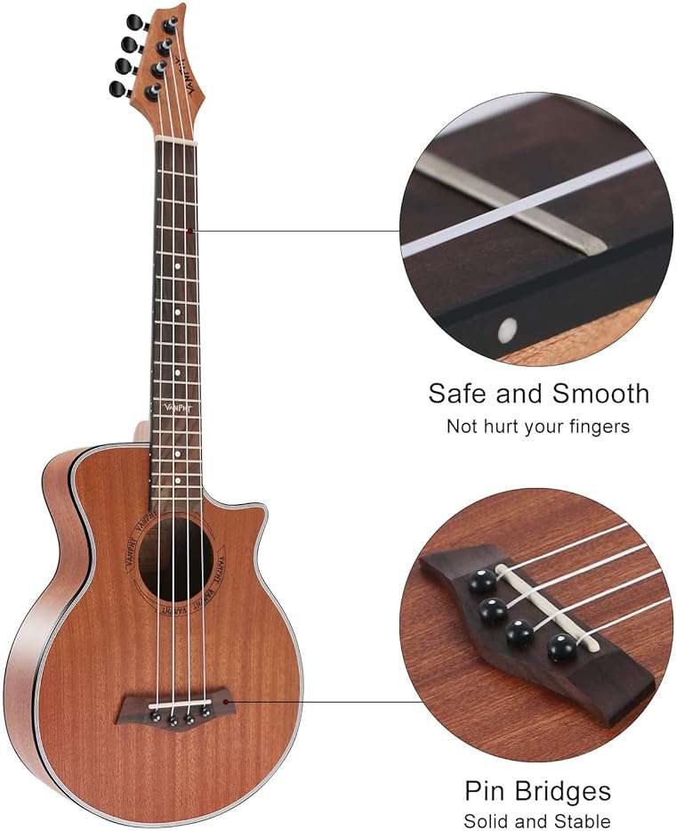 VANPHY Ukulele Concert Ukelele Professional 23 Inch Uku Sapele Ukulele for Adult Beginner Hawaiian Uke Comes with Starter Ukele Kit Include Gig Bag Tuner Strap Ukelel String Picks Clean Cloth - Image 3