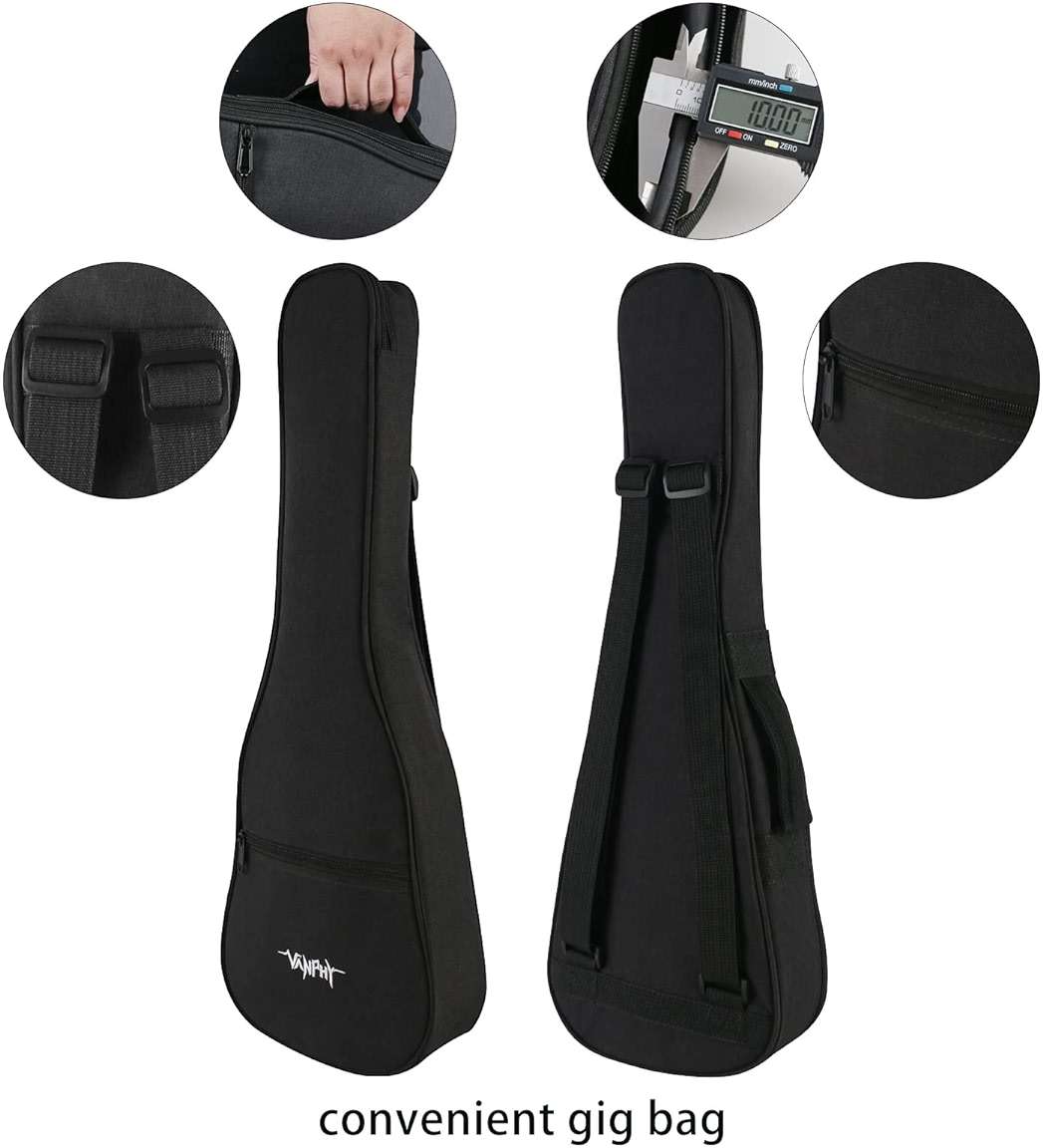 VANPHY Ukulele Concert Ukelele Professional 23 Inch Uku Sapele Ukulele for Adult Beginner Hawaiian Uke Comes with Starter Ukele Kit Include Gig Bag Tuner Strap Ukelel String Picks Clean Cloth - Image 6