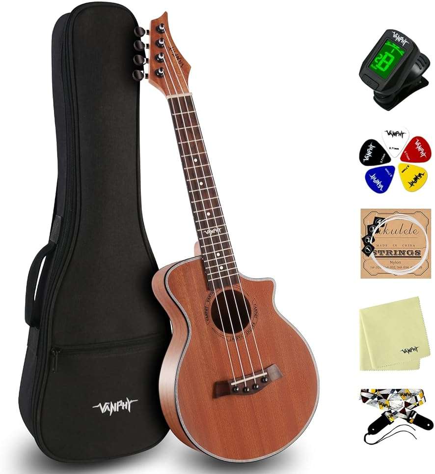 VANPHY Ukulele Concert Ukelele Professional 23 Inch Uku Sapele Ukulele for Adult Beginner Hawaiian Uke Comes with Starter Ukele Kit Include Gig Bag Tuner Strap Ukelel String Picks Clean Cloth - Image 7