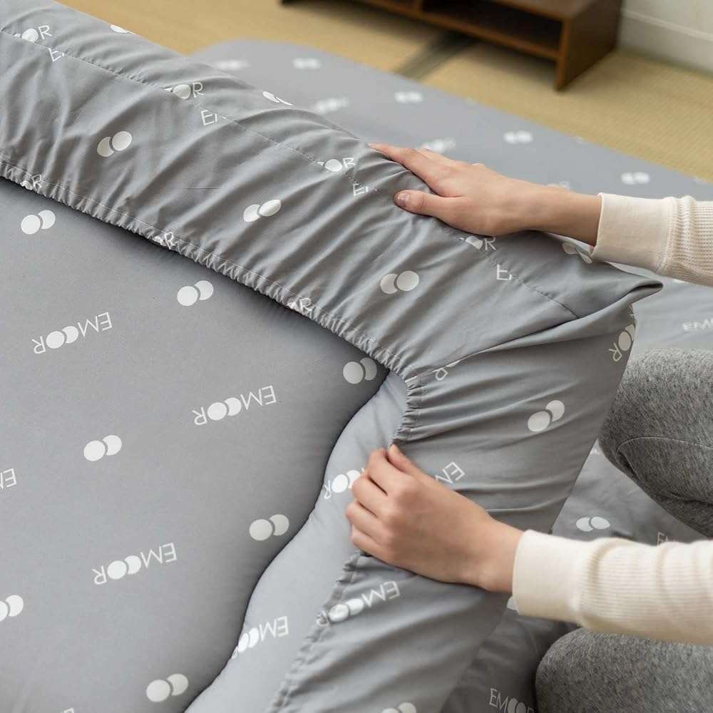 EMOOR Japanese Floor Futon Set (Mattress, Cover & Storage Case) -Kyoto- Full Size (55x80in) Gray, Sleeping Mat Tatami Bed Pad - Image 4