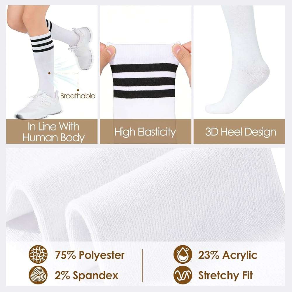 American Trends Womens Athletic Knee High Socks Outdoor Sport Thigh High Stockings Casual Stripes Tube Socks - Image 4