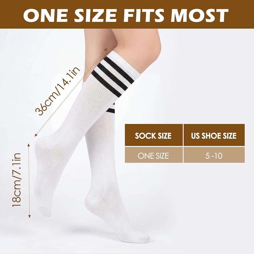 American Trends Womens Athletic Knee High Socks Outdoor Sport Thigh High Stockings Casual Stripes Tube Socks - Image 5