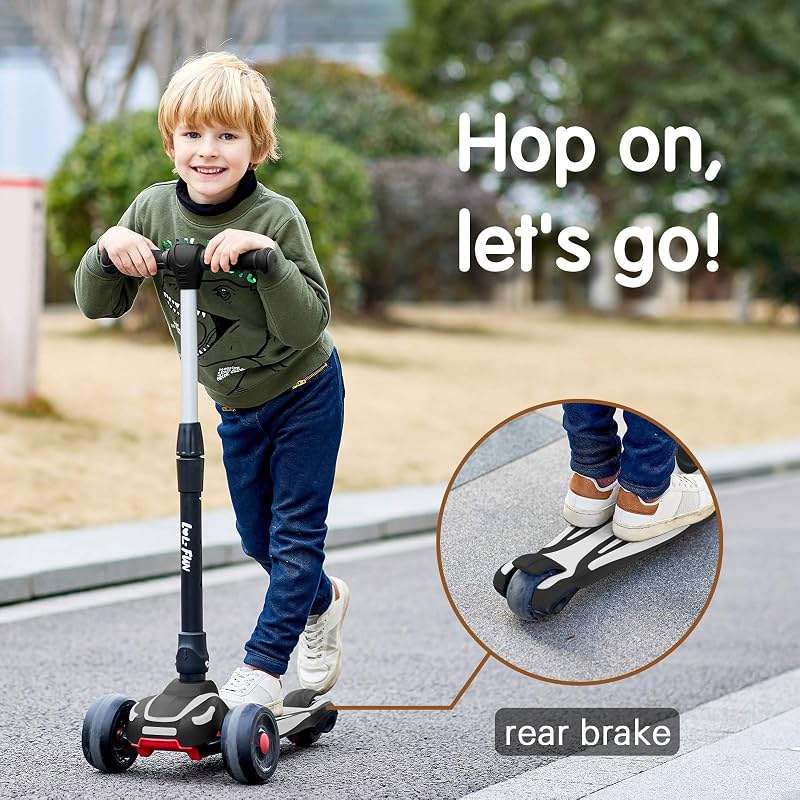 LOL-FUN Toddler Scooter for Kids Ages 3-12 Years Old Boy Girl with 3 Wheel LED Lights, Extra-Wide Childrens Foldable Kick Scooter Kids Ages 3-5 with 4 Adjustable Height and Lean-to-Steer - Image 3
