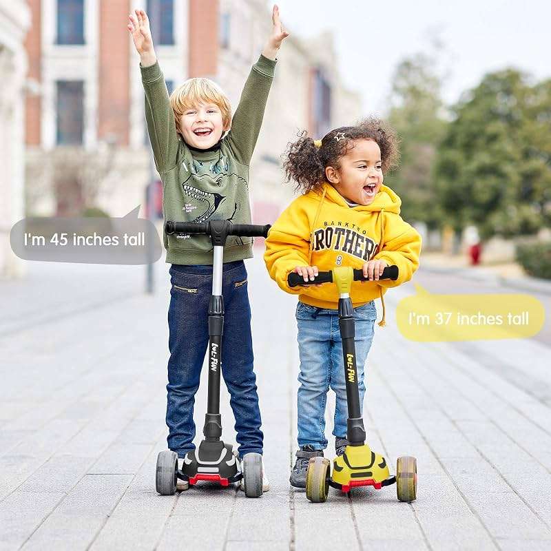 LOL-FUN Toddler Scooter for Kids Ages 3-12 Years Old Boy Girl with 3 Wheel LED Lights, Extra-Wide Childrens Foldable Kick Scooter Kids Ages 3-5 with 4 Adjustable Height and Lean-to-Steer - Image 7