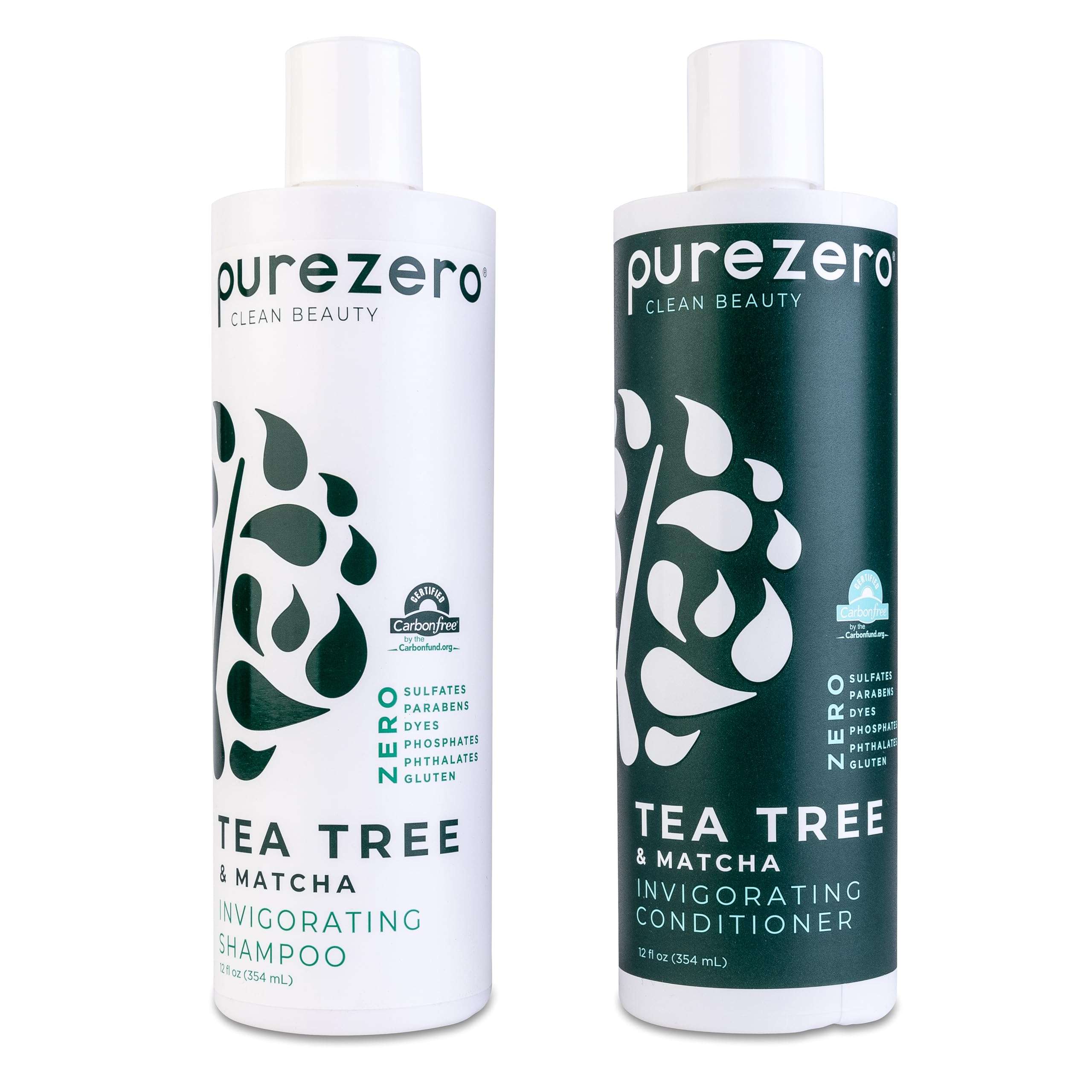 Purezero Tea Tree & Matcha Shampoo and Conditioner Set - Nourishing & Invigorating Scalp Treatment - Zero Sulfates, Parabens, Dyes Vegan and Cruely Free (12 Fl Oz (Pack of 2)) - Image 2