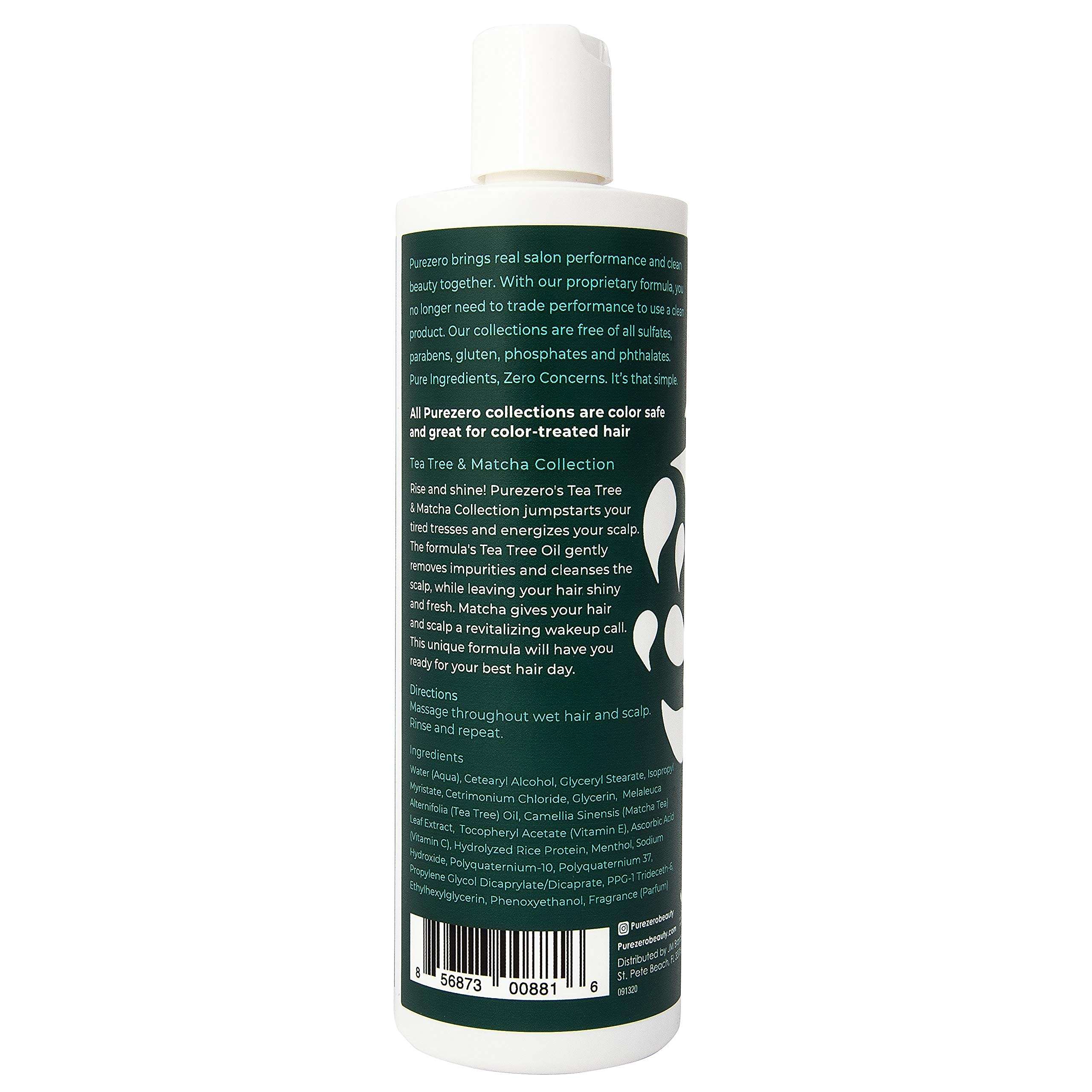 Purezero Tea Tree & Matcha Shampoo and Conditioner Set - Nourishing & Invigorating Scalp Treatment - Zero Sulfates, Parabens, Dyes Vegan and Cruely Free (12 Fl Oz (Pack of 2)) - Image 9