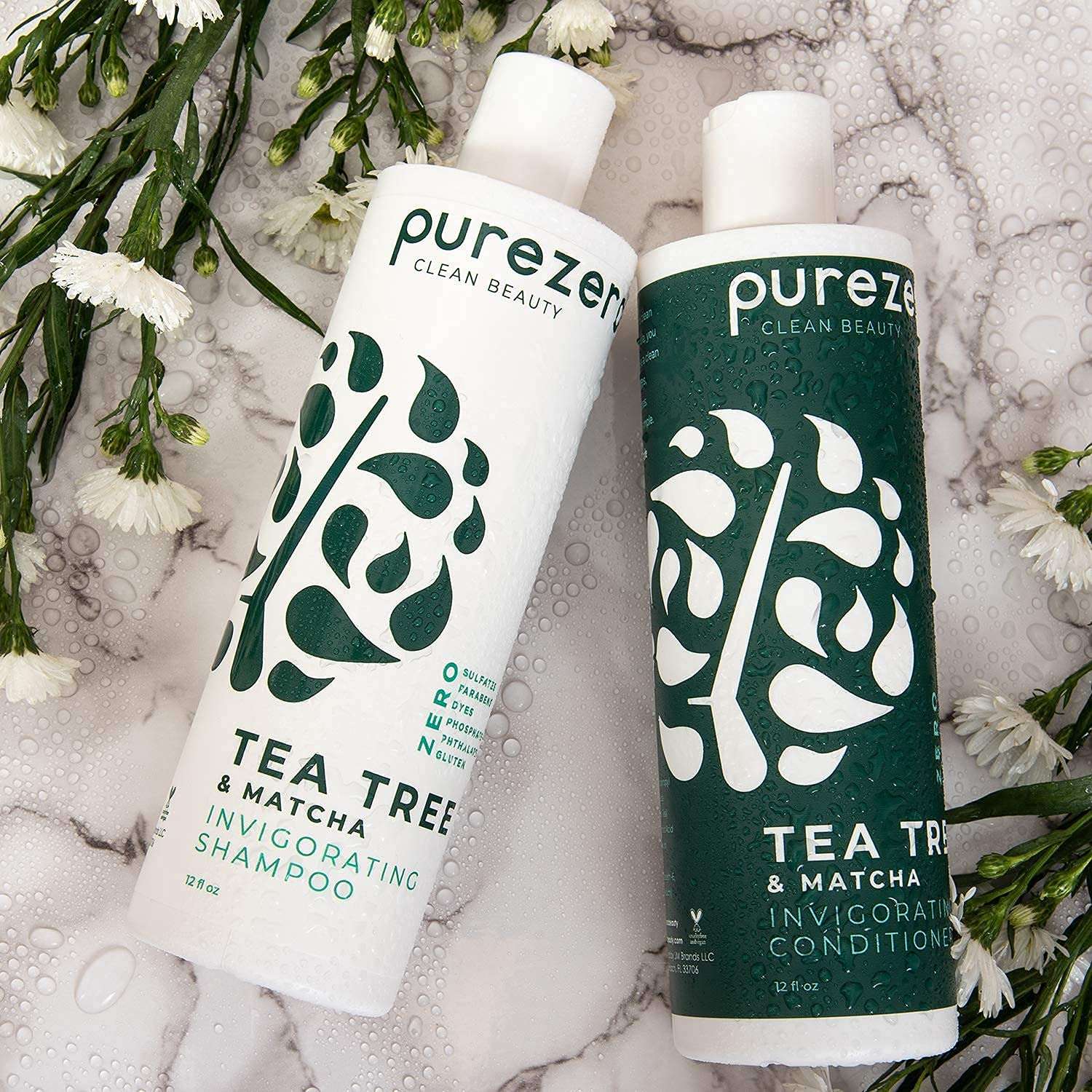 Purezero Tea Tree & Matcha Shampoo and Conditioner Set - Nourishing & Invigorating Scalp Treatment - Zero Sulfates, Parabens, Dyes Vegan and Cruely Free (12 Fl Oz (Pack of 2)) - Image 10