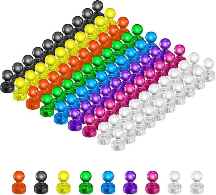 HongyiTime 90 PCS Colorful Strong Magnetic Push Pin Magnets, Office / Classroom Magnets,8 Assorted Color, Perfect to use as Kitchen Home and School, Map Magnets,Whiteboard Magnets - Image 1