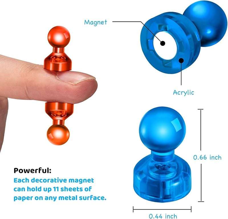 HongyiTime 90 PCS Colorful Strong Magnetic Push Pin Magnets, Office / Classroom Magnets,8 Assorted Color, Perfect to use as Kitchen Home and School, Map Magnets,Whiteboard Magnets - Image 3