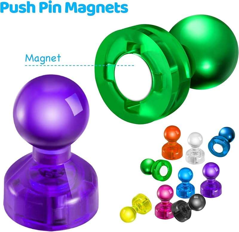 HongyiTime 90 PCS Colorful Strong Magnetic Push Pin Magnets, Office / Classroom Magnets,8 Assorted Color, Perfect to use as Kitchen Home and School, Map Magnets,Whiteboard Magnets - Image 4