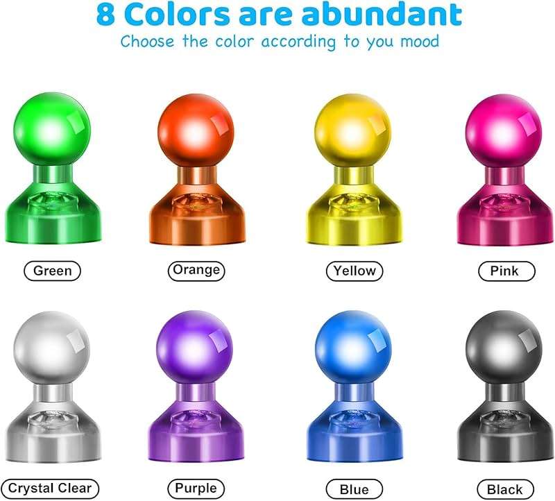 HongyiTime 90 PCS Colorful Strong Magnetic Push Pin Magnets, Office / Classroom Magnets,8 Assorted Color, Perfect to use as Kitchen Home and School, Map Magnets,Whiteboard Magnets - Image 5