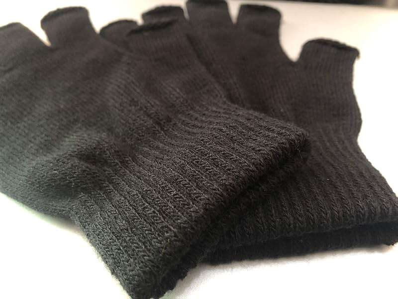 monochef Fingerless Gloves Half Finger Winter Warm Knit Thermal Working Running Biking Driving Typing Men Women Black - Image 6