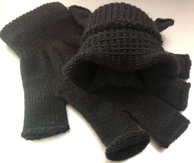 monochef Fingerless Gloves Half Finger Winter Warm Knit Thermal Working Running Biking Driving Typing Men Women Black - Image 9