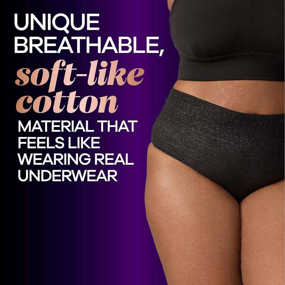 Always Discreet Boutique Incontinence and Postpartum Underwear for Women, Maximum Protection, Large, Black, 10 Count - Image 6
