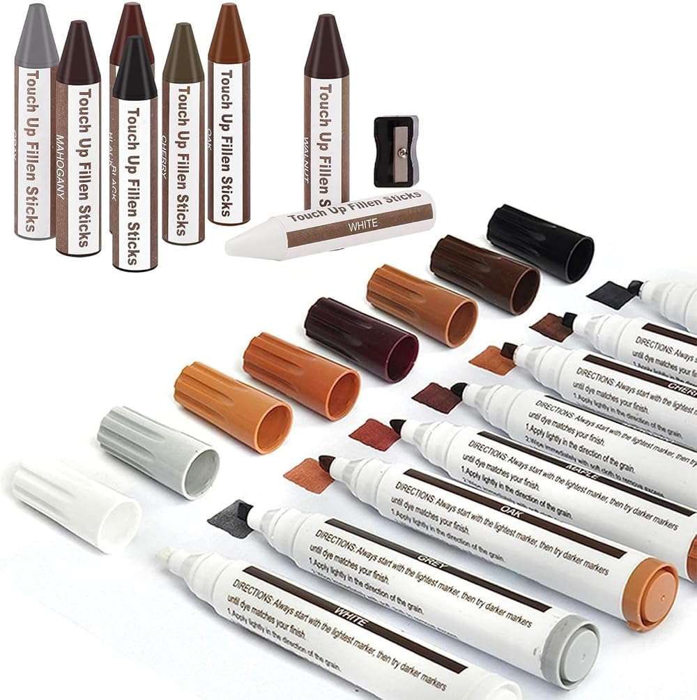 SEISSO Wood Furniture Repair Kit - Set of 42 Hardwood Laminate Vinyl Floor Repair Kit Wood Fillers, Markers and Wax Sticks - Used for Cover Ups Scratches, Stains, Holes for Table, Door, Cabinet - Image 3