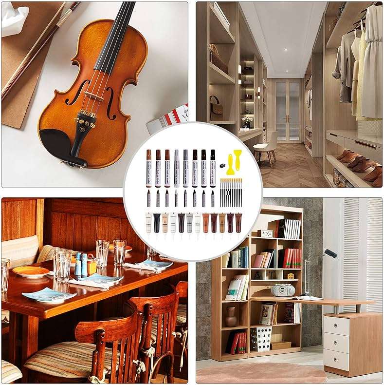 SEISSO Wood Furniture Repair Kit - Set of 42 Hardwood Laminate Vinyl Floor Repair Kit Wood Fillers, Markers and Wax Sticks - Used for Cover Ups Scratches, Stains, Holes for Table, Door, Cabinet - Image 7