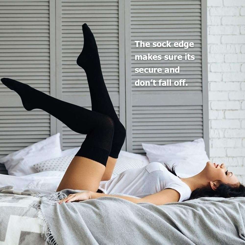 DRESHOW 3 Pairs Thigh High Socks Striped Over Knee Thin Tights Long Stocking Knee High Leg Warmer - Image 3