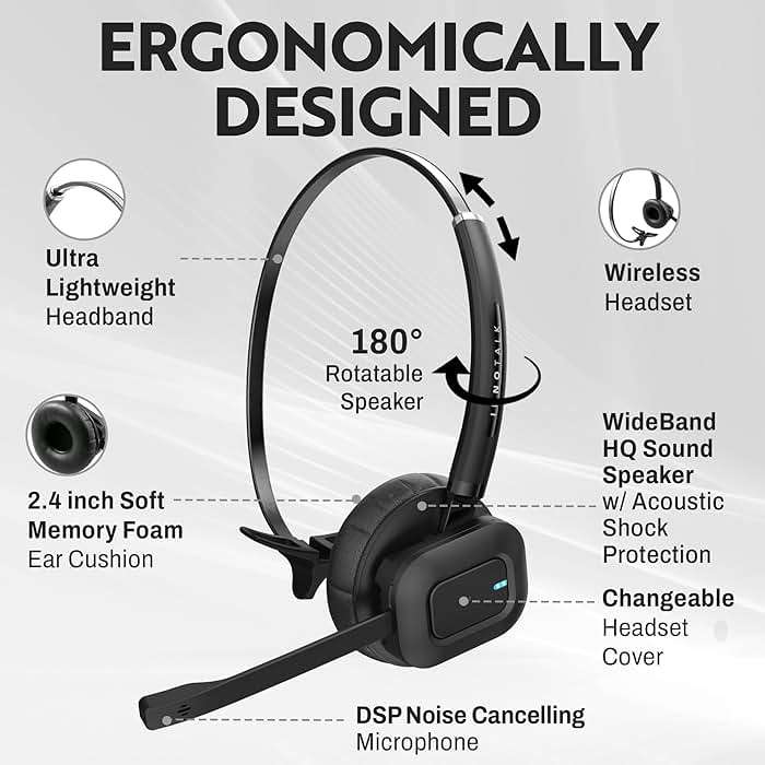 INNOTALK Wireless Headset Compatible with Polycom, Poly All VVX Models VVX150, VVX250, VVX350, VVX450, VVX500, VVX600, VVX1500 etc. - Remote Answering Feature Desk Office Phone Call Center Headset - Image 4