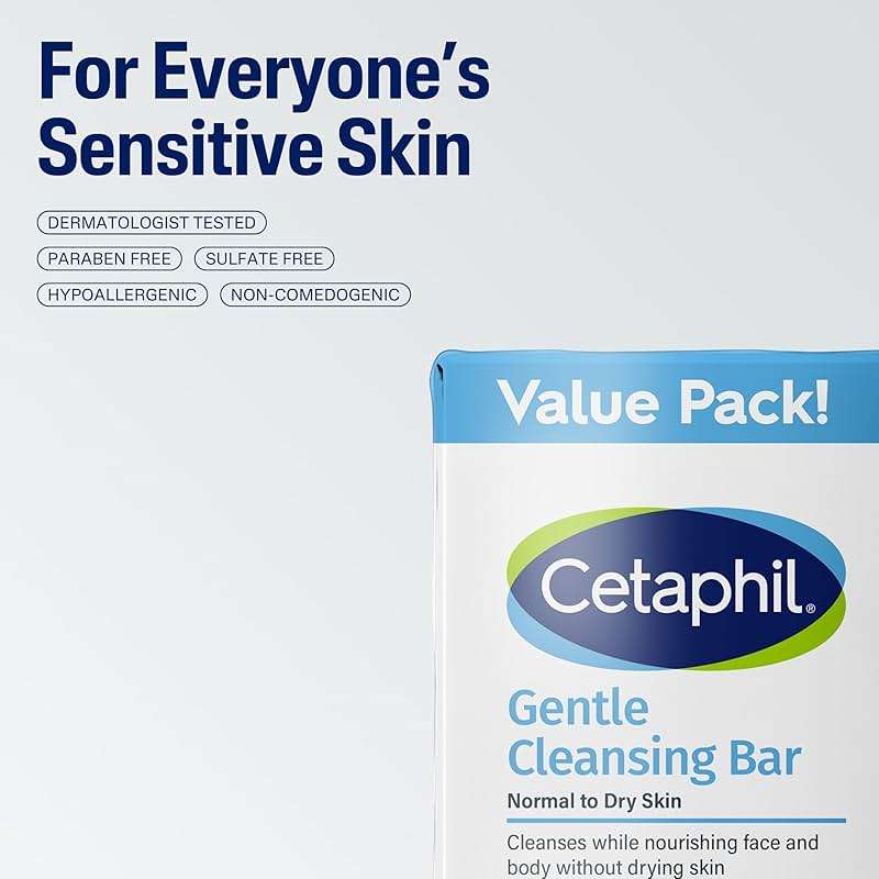 Cetaphil Gentle Cleansing Face and Body Bar, 4.5 oz Bar (Pack of 6), Nourishing Cleanser Bar For Dry, Sensitive Skin, Non-Comedogenic, (Packaging May Vary) - Image 5