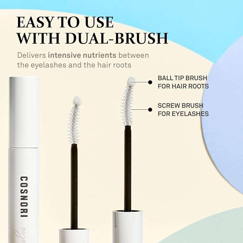 COSNORI Long Active Eyelash Serum - Korean Eyelash Boost Serum - Eyebrow Growth Enhancer for Longer and Thicker - Vegan Prostaglandin Free & Non Irritating - Peptides, Hyaluronic Acid, 0.3 fl.oz. - Image 7